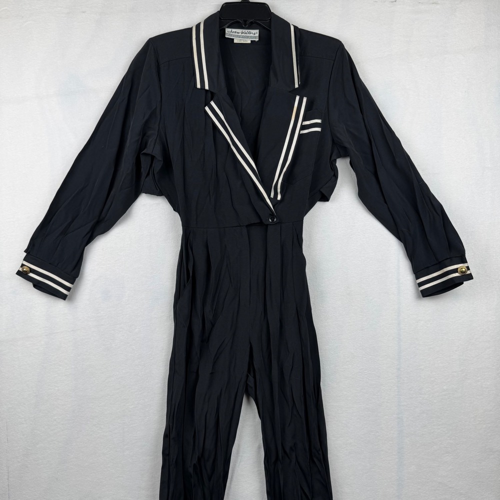 Joan Walters Petites Jumpsuit Black Size‎ 2 Long Sleeve Vintage Dressy